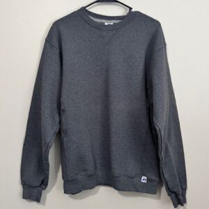 USED Men's Russell Athletic Long Sleeve Sweatshirt Color Grey Size Medium